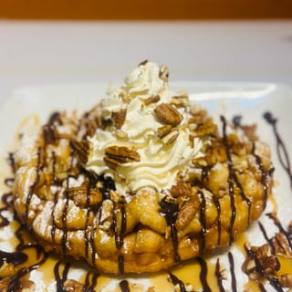 Turtle Fudge Funnel Cake
