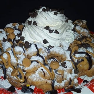 Choco-Peanut Funnel Cake